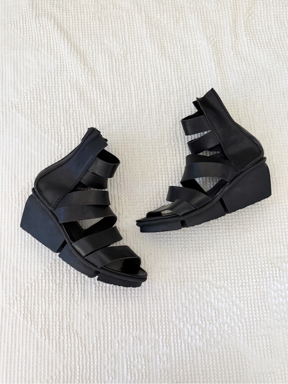 Trippen Sign Platform Leather Strappy Wedge Sandals 37